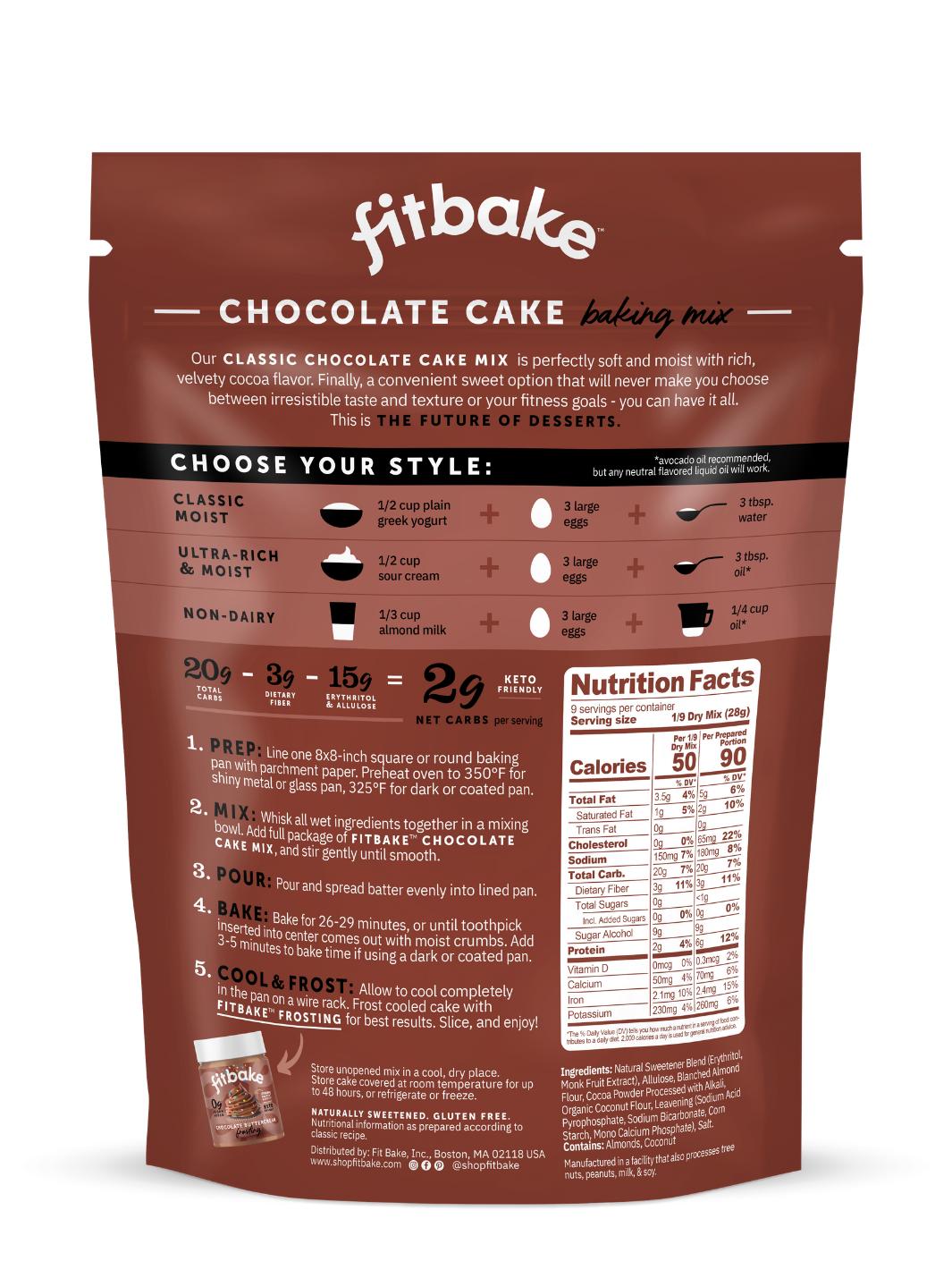 FitBake Chocolate Cake Mix   Low Carb, Keto Friendly, Gluten free